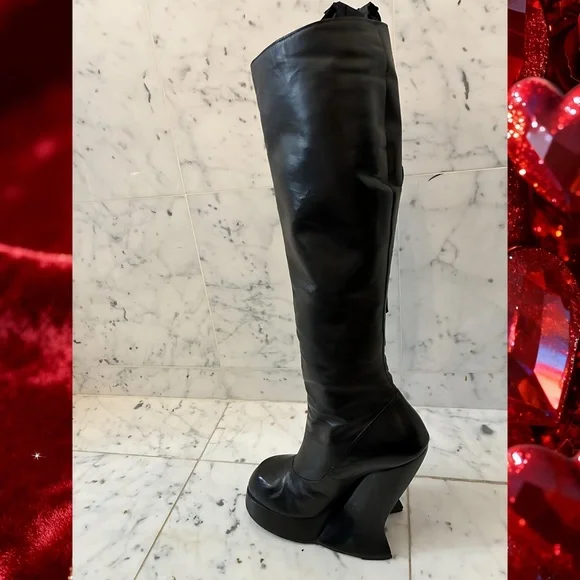 🌟John Fluevog *Grand National* 9 Tall cloven hoof platform boots! Cult! Goth!🌟 - Picture 3 of 5